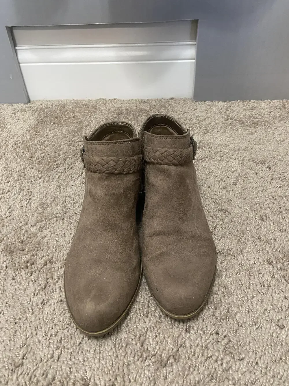 LifeStride Adriana Booties Womens Size 9 Brown Faux Suede Ankle Zip Comfort